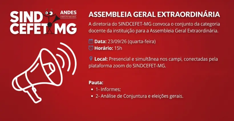 Participe da Assembleia Docente em 23/09/26 (quarta-feira)
